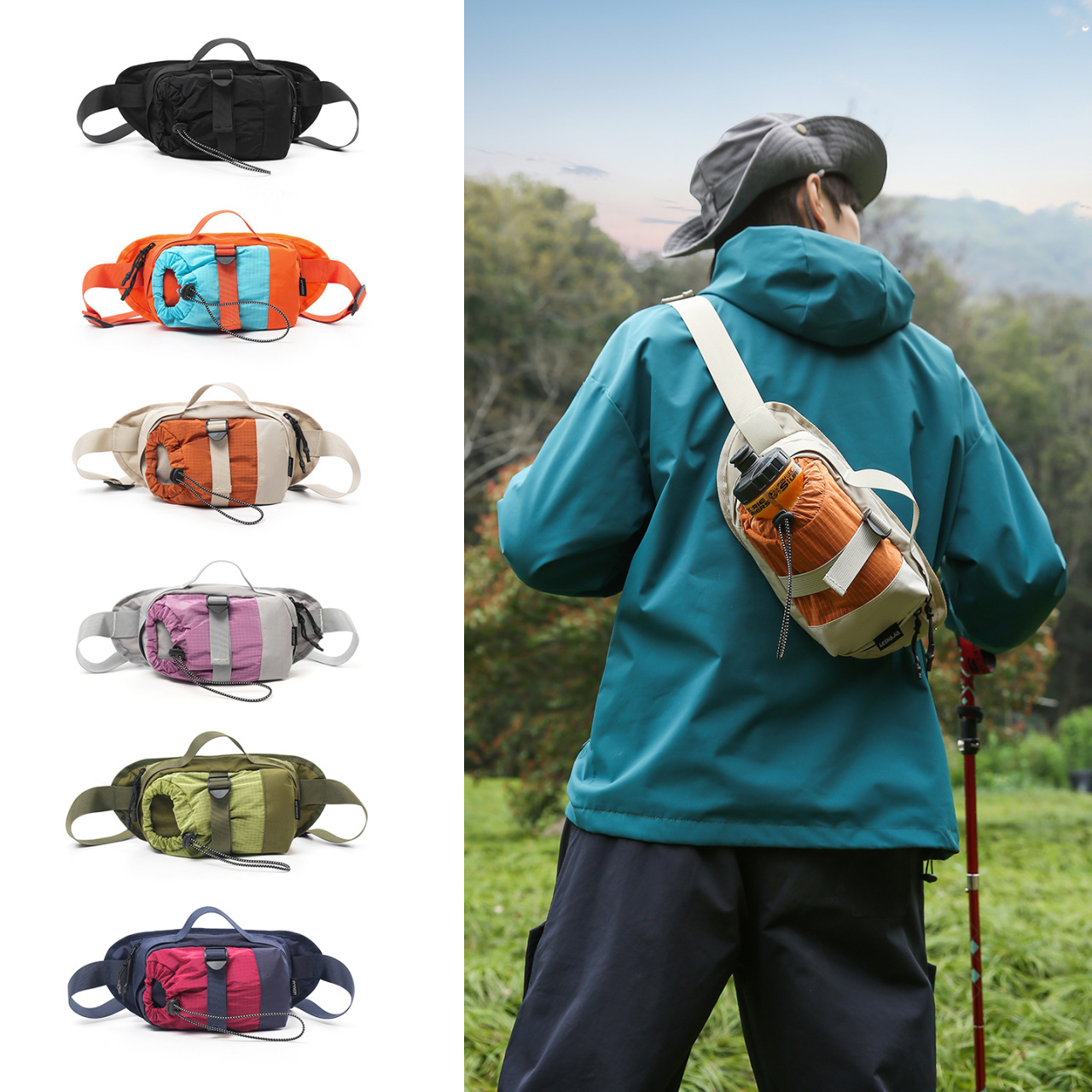 Hydration Pack Outdoor - กระเป๋าสะพายข้างแบบยูนิเซ็กส์ – ดีไซน์มินิมอลสไตล์เกาหลี พร้อมช่องใส่ขวดน้ำ เหมาะสำหรับการเดินป่าและปีนเขา