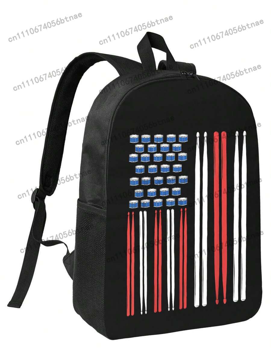 Drum Sticks US American Flag 3 - School Backpack Teen บทวิจารณ์และราคา