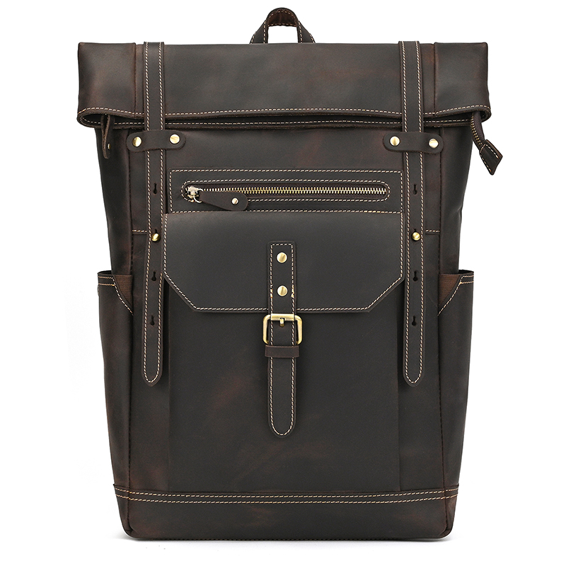 หนังม้าบ้าผู้ชายกระเป๋าเป้สะพา - Leather Backpack Vintage บทวิจารณ์และราคา