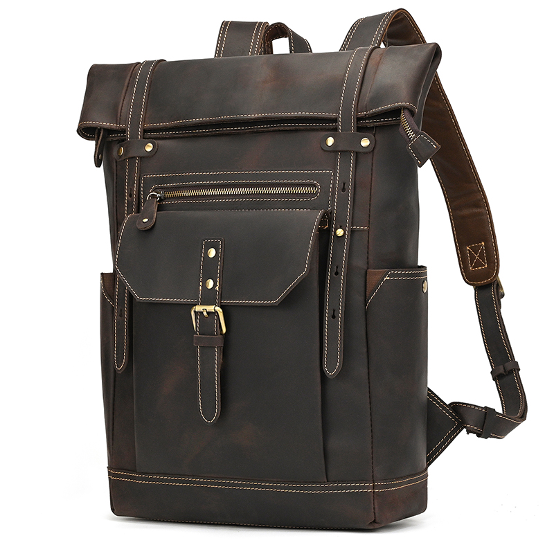 หนังม้าบ้าผู้ชายกระเป๋าเป้สะพา - Leather Backpack Vintage บทวิจารณ์และราคา